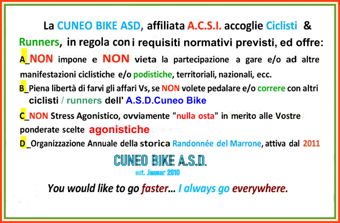 CHI SIAMO, A.S.D. DAL 2010 - A.S.D. CUNEO BIKE